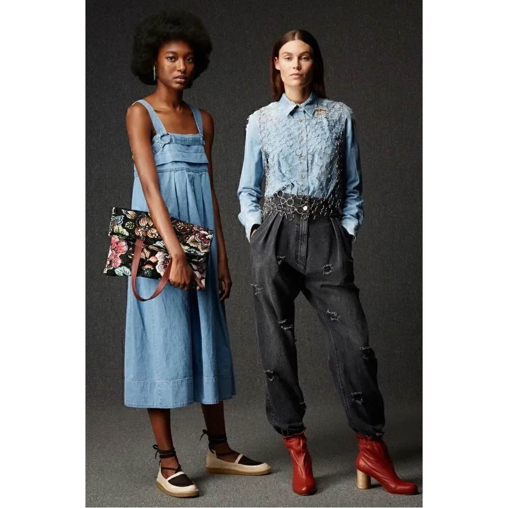 Rachel Comey Gypsy Couture Distressed Frayed Pleated High Rise Jeans Rare Sz 6